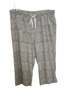 Land ‘N Sea Linen Blend Neutral Drawstring Crop Pants Size Large